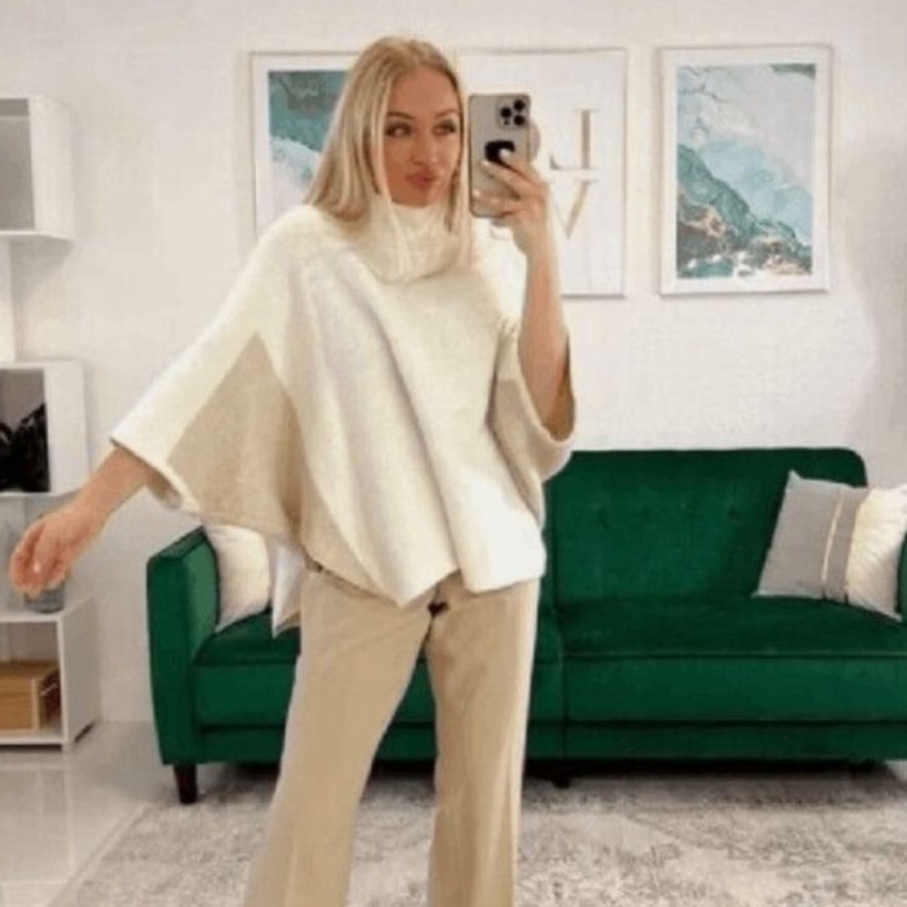 NOTE DI ANITA Cashmere Blend Poncho NWOT Made in Italy $129 OSFA XL L M S XS